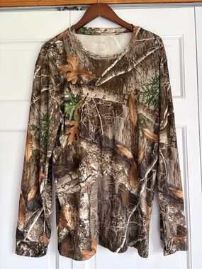 Realtree Edge Men's Sz XL Performance Long Sleeve Crew Neck Shirt Hunting Camo